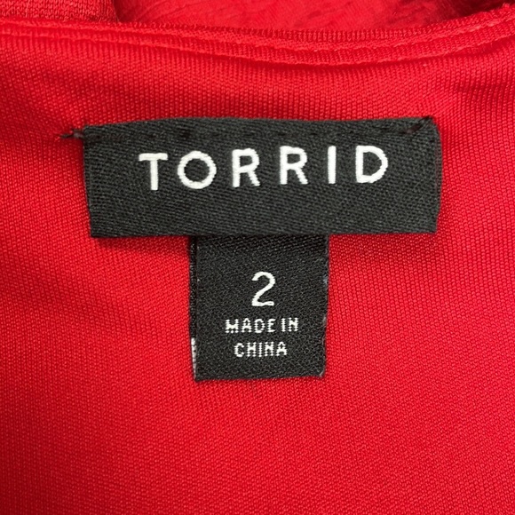 Torrid Geometric Stretchy Knit Sleeveless Sweetheart Fit & Flare Dress Red 2X - Picture 9 of 10